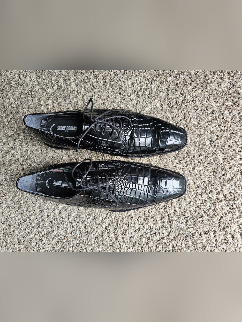 Stacy Adams Men's Black Croc-Embossed Lace-Up Dress Shoes
